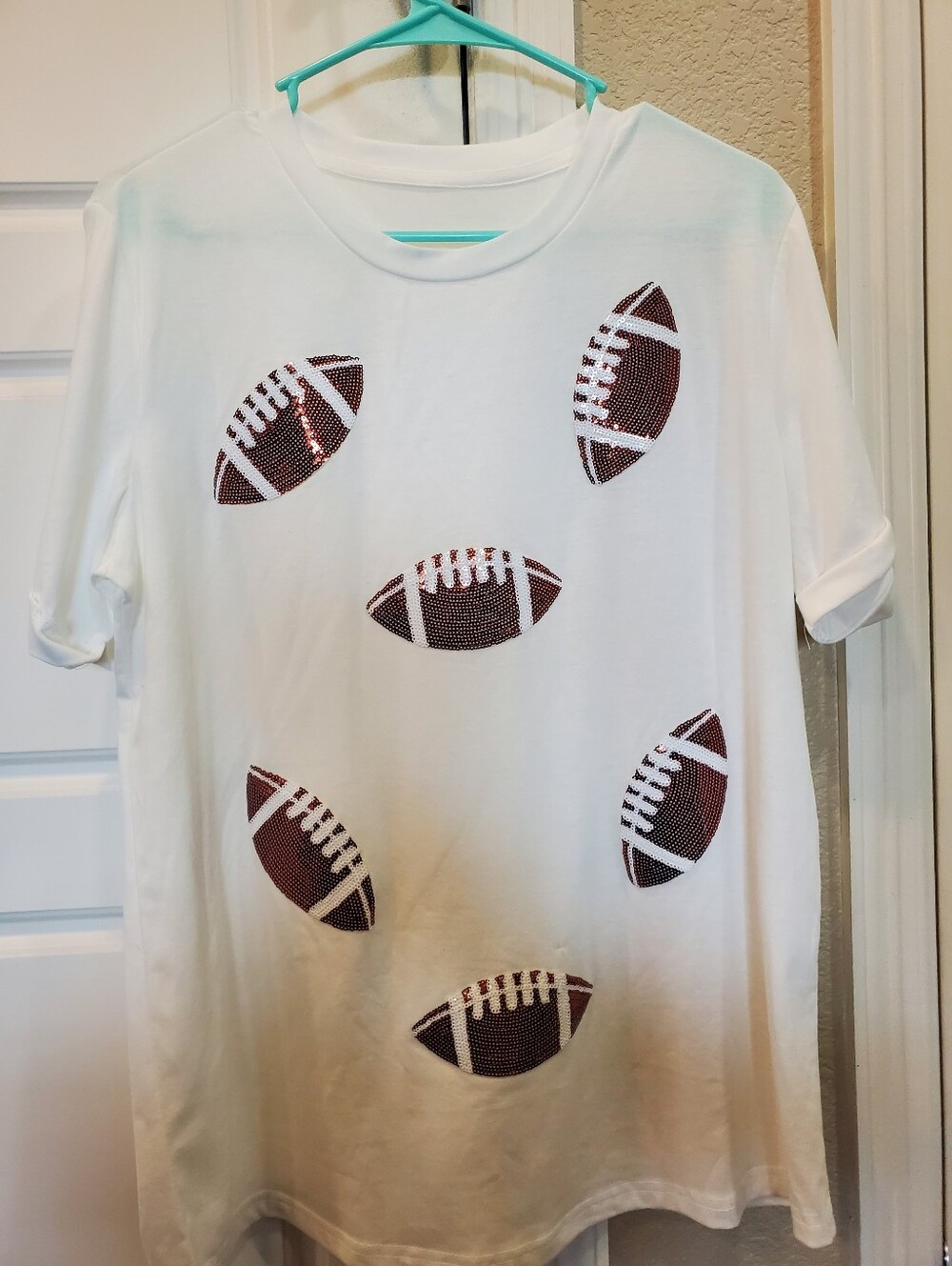 Women’s White Football Graphic Tee